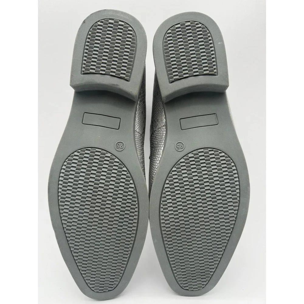 Mens Slip On Dress Shoes Snake Skin Silver Loafers‎ US 9.5